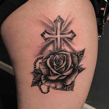 Rose cross tattoo