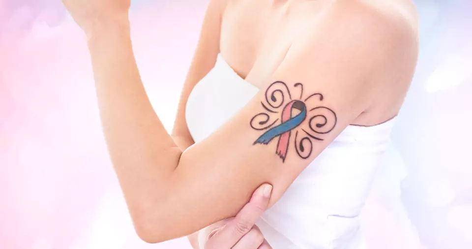 What does a pink and blue ribbon tattoo mean