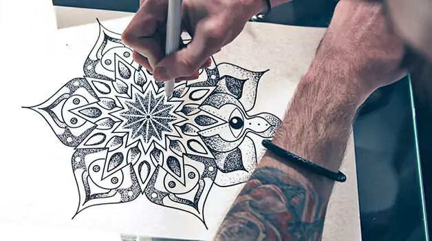 Tattoo stencil on tracing paper