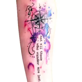 Color bleed not all who wander are lost tattoo