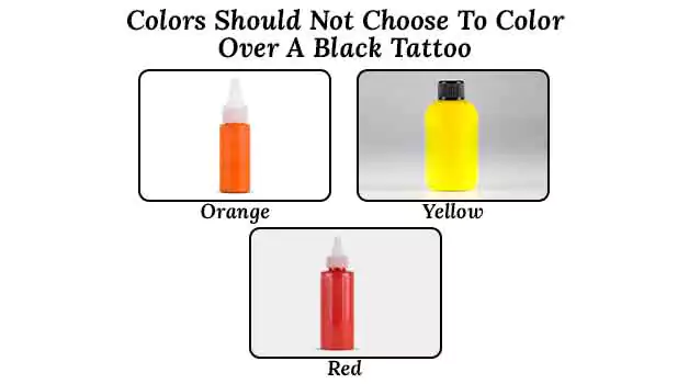 Colors you should not choose to color over a black tattoo