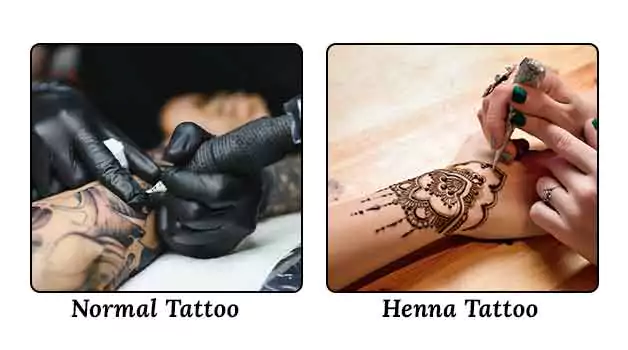 Difference between henna tattoo & normal tattoo