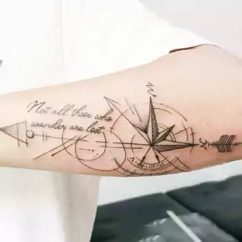 Not all who wander are lost tattoo with rabbit & compass