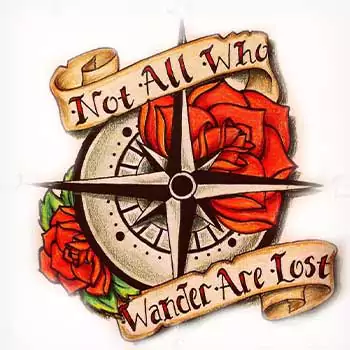 Not all who wander are lost tattoos in traditional style