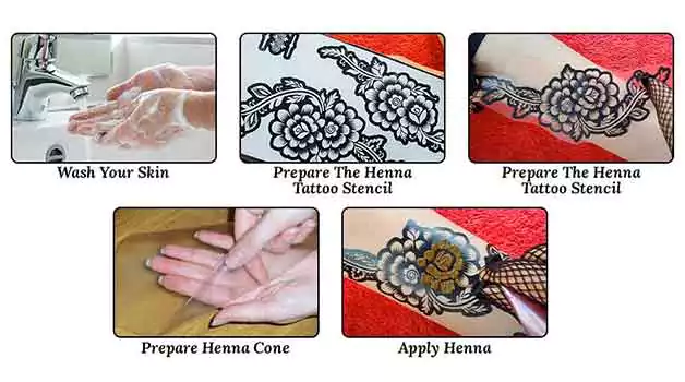 Using henna tattoo stencils step