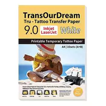 Best for easy to remove - transourdream white printable temporary tattoo transfer paper