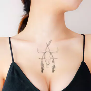 Dreamcatcher bull skull tattoo design forearm, chest, back