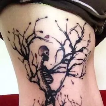 Willow tree with skull tattoo Ribs
