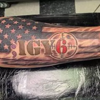 American flag with Igy6 tattoo