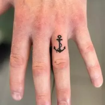 Anchor finger tattoo