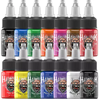 Best For Color Stability, Durable, And Low Consumption - Hawink Tattoo Ink Set TI203-15-14