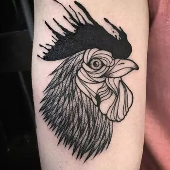 Bold and colorful rooster tattoo