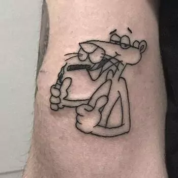 Classic pink panther pose tattoo