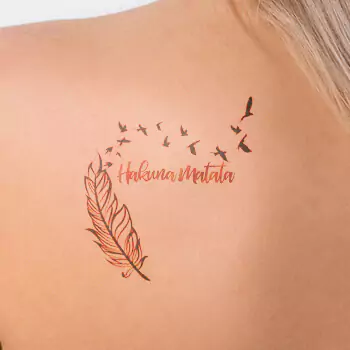 Feather and birds tattoo