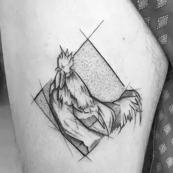 Geometric rooster tattoo