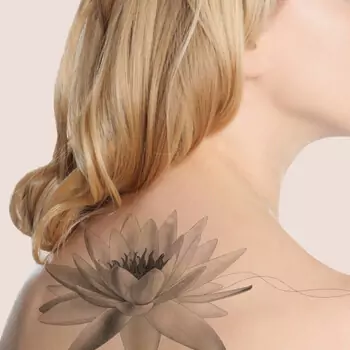 Lotus flower back shoulder tattoo