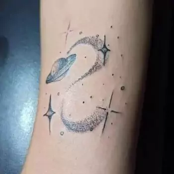 North star with galaxy splash tattoo