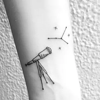North star with telescope tattoo