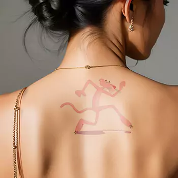 Pink panther in action tattoo