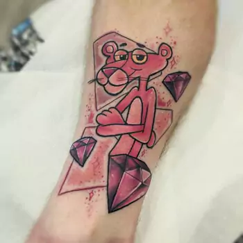 Pink panther with the pink diamond tattoo