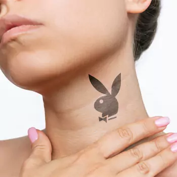 Playboy bunny neck tattoo