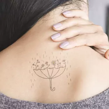 Upside-down umbrella tattoo