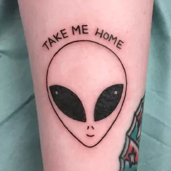 Alien tattoo with a quote