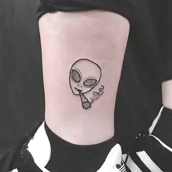 An Alien Smoking A Cigarette Tattoo