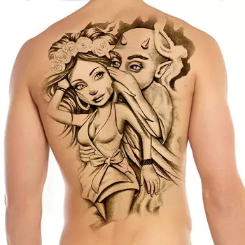 Angel and demon Chicano Mexican tattoo