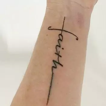 Cross Tattoo With A Name On The Wrist
