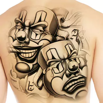 Laughing And Crying Joker Chicano Mexican Tattoo