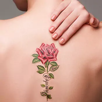 Rose vine tattoo with a name