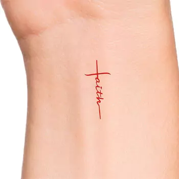 Slim Red Cross Tattoo On The Wrist
